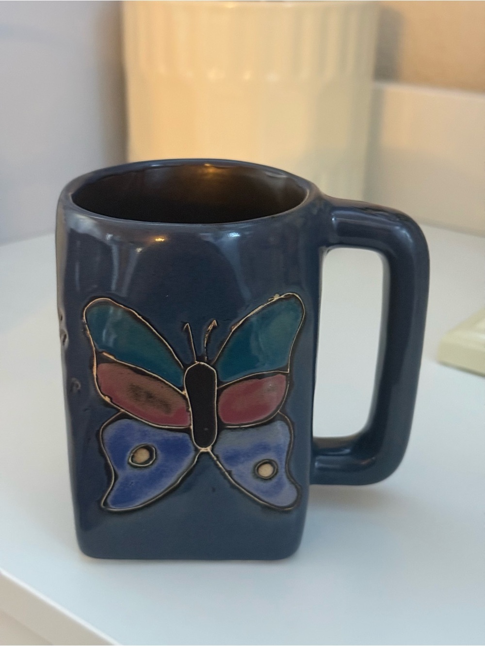 Mara Mexico Hand-Painted and Etched Butterfly Stoneware Mug